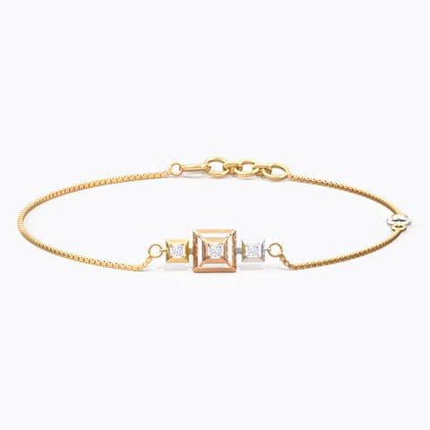 Erin Square Diamond Bracelet Diamond Bracelets 14 Karat Three Tone Gold Erin Square Diamond Bracelet