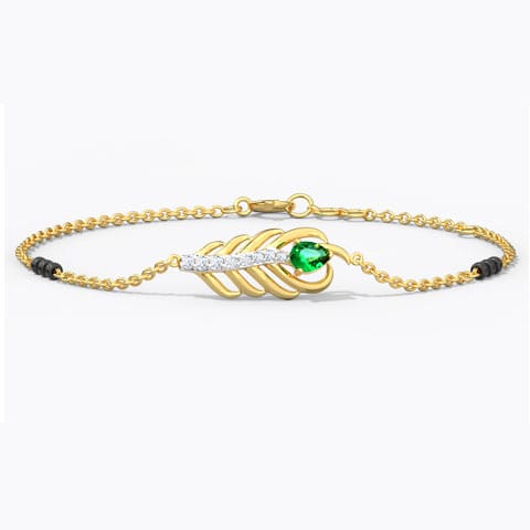 Kyra Gemstone Mangalsutra Bracelet Diamond Bracelets 14 Karat Yellow Gold Kyra Gemstone Mangalsutra Bracelet