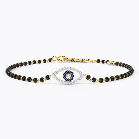 Evil Eye Gemstone Mangalsutra Bracelet Diamond,Gemstone Bracelets 18 Karat Yellow Gold Evil Eye Gemstone Mangalsutra Bracelet
