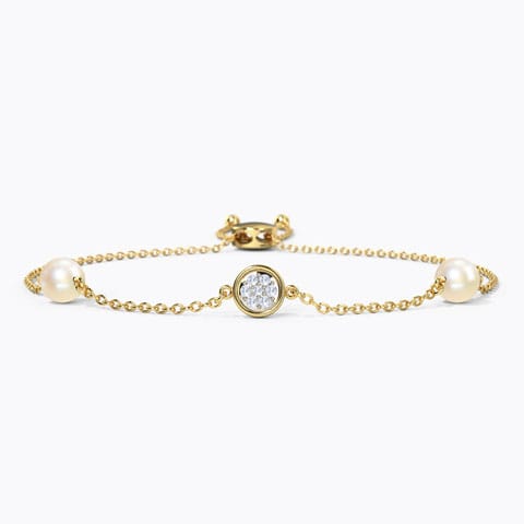 Shimmering Cluster Pearl Adjustable Bracelet Diamond,Gemstone Bracelets 14 Karat Yellow Gold Shimmering Cluster Pearl Adjustable Bracelet