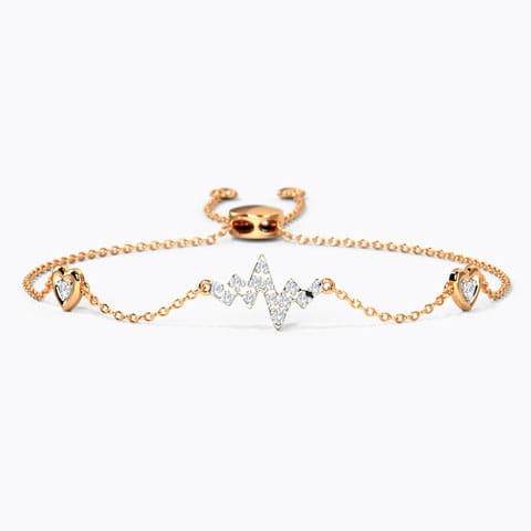 Heartbeat Diamond Adjustable Bracelet Diamond Bracelets 14 Karat Rose Gold Heartbeat Diamond Adjustable Bracelet