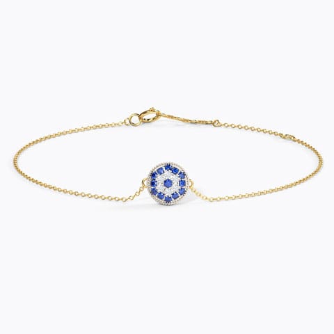 Halo Evil Eye Gemstone Bracelet Diamond,Gemstone Bracelets 14 Karat Yellow Gold Halo Evil Eye Gemstone Bracelet