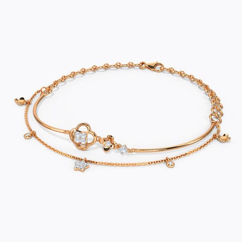 Glinting Clover Diamond Bracelet Diamond Bracelets 14 Karat Rose Gold Glinting Clover Diamond Bracelet