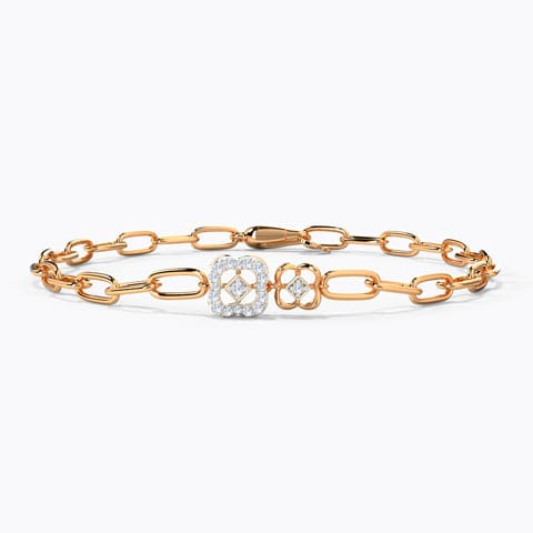 Twin Clover Diamond Bracelet Diamond Bracelets 14 Karat Rose Gold Twin Clover Diamond Bracelet