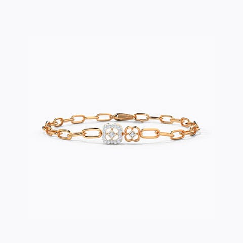 Twin Clover Diamond Bracelet Diamond Bracelets 14 Karat Rose Gold Twin Clover Diamond Bracelet