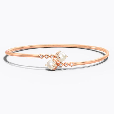 Bejeweled Pearl Bracelet Diamond,Gemstone Bracelets 14 Karat Rose Gold Bejeweled Pearl Bracelet
