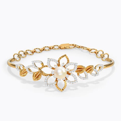 Enchanting Bloom Pearl Bracelet Diamond,Gemstone Bracelets 18 Karat Yellow Gold Enchanting Bloom Pearl Bracelet