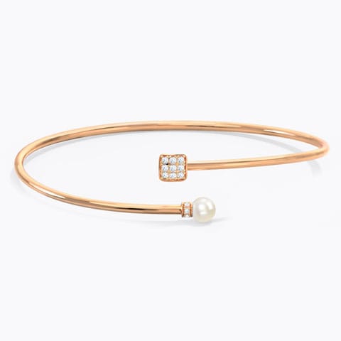 Quad and Pearl Bracelet Diamond,Gemstone Bracelets 14 Karat Rose Gold Quad and Pearl Bracelet
