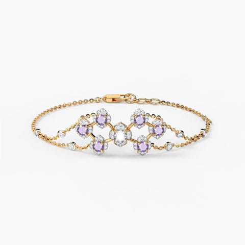 Majestic Bloom Gemstone Bracelet Diamond,Gemstone Bracelets 14 Karat Yellow Gold Majestic Bloom Gemstone Bracelet