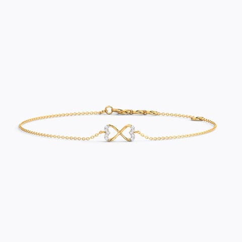 Twain Heart Diamond Bracelet Diamond Bracelets 14 Karat Yellow Gold Twain Heart Diamond Bracelet