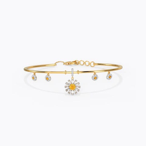 Charmed Daisy Gemstone Bracelet Diamond,Gemstone Bracelets 14 Karat Yellow Gold Charmed Daisy Gemstone Bracelet