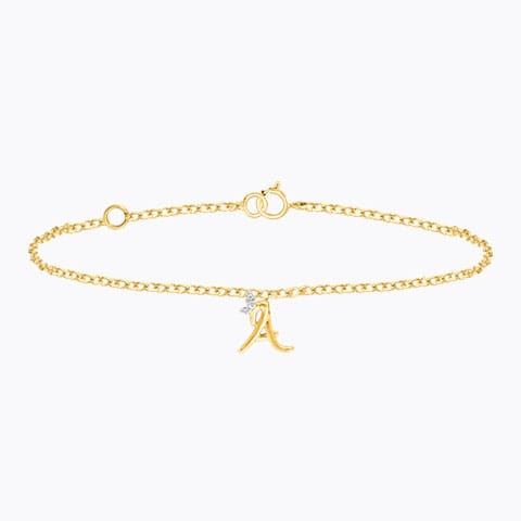 Leafy Alphabet A Diamond Bracelet Diamond Bracelets 14 Karat Yellow Gold Leafy Alphabet A Diamond Bracelet