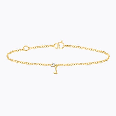 Leafy Alphabet I Diamond Bracelet Diamond Bracelets 14 Karat Yellow Gold Leafy Alphabet I Diamond Bracelet