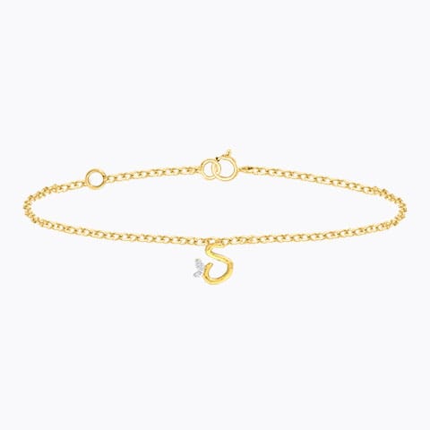 Leafy Alphabet S Diamond Bracelet Diamond Bracelets 14 Karat Yellow Gold Leafy Alphabet S Diamond Bracelet