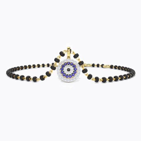 Suhani Evil Eye Gemstone Mangalsutra Bracelet Diamond,Gemstone Bracelets 18 Karat Yellow Gold Suhani Evil Eye Gemstone Mangalsutra Bracelet