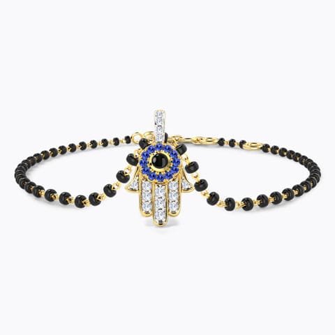 Hamsa Gemstone Mangalsutra Bracelet Diamond,Gemstone Bracelets 18 Karat Yellow Gold Hamsa Gemstone Mangalsutra Bracelet