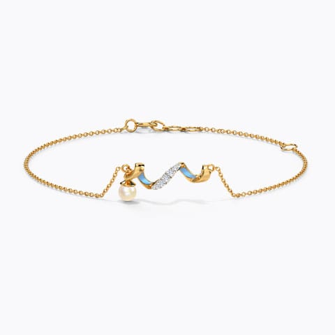 Azure Twirl Pearl Bracelet Diamond,Gemstone Bracelets 14 Karat Yellow Gold Azure Twirl Pearl Bracelet