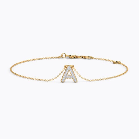 Dazzle Alphabet A Diamond Bracelet Diamond Bracelets 14 Karat Yellow Gold Dazzle Alphabet A Diamond Bracelet