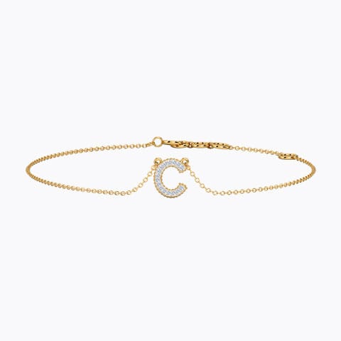 Dazzle Alphabet C Diamond Bracelet Diamond Bracelets 14 Karat Yellow Gold Dazzle Alphabet C Diamond Bracelet