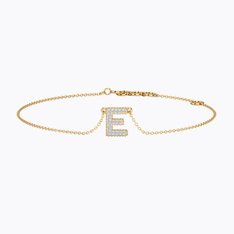 Dazzle Alphabet E Diamond Bracelet Diamond Bracelets 14 Karat Yellow Gold Dazzle Alphabet E Diamond Bracelet