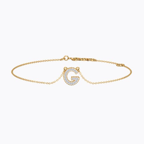 Dazzle Alphabet G Diamond Bracelet Diamond Bracelets 14 Karat Yellow Gold Dazzle Alphabet G Diamond Bracelet