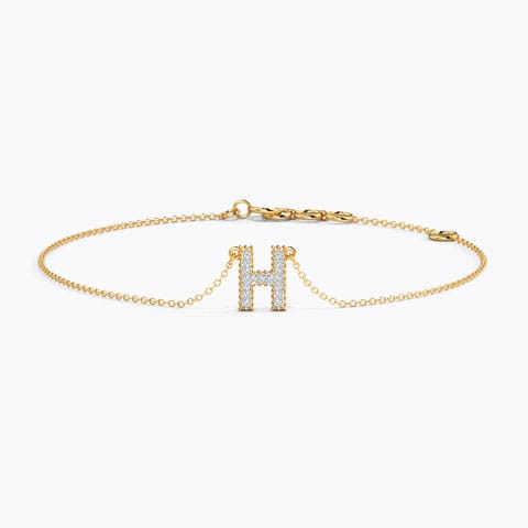 Dazzle Alphabet H Diamond Bracelet Diamond Bracelets 14 Karat Yellow Gold Dazzle Alphabet H Diamond Bracelet