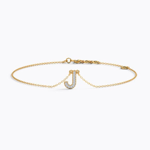 Dazzle Alphabet J Diamond Bracelet Diamond Bracelets 14 Karat Yellow Gold Dazzle Alphabet J Diamond Bracelet