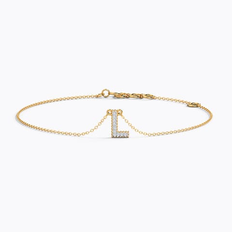 Dazzle Alphabet L Diamond Bracelet Diamond Bracelets 14 Karat Yellow Gold Dazzle Alphabet L Diamond Bracelet