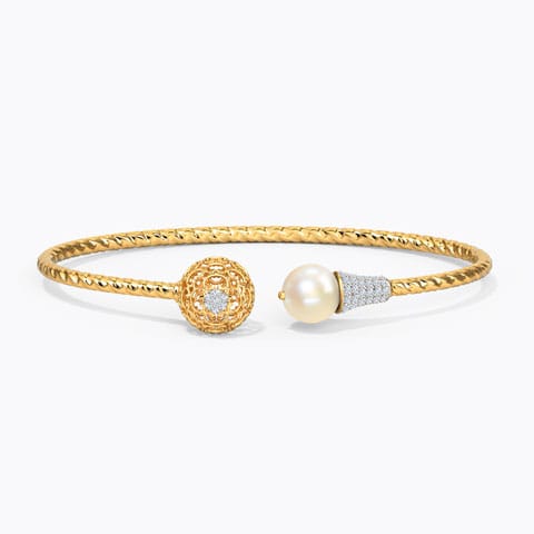 Delina Ornate Pearl Bracelet Diamond,Gemstone Bracelets 14 Karat Yellow Gold Delina Ornate Pearl Bracelet