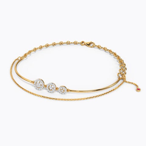 Trinity Halo Gemstone Bracelet Diamond,Gemstone Bracelets 14 Karat Yellow Gold Trinity Halo Gemstone Bracelet