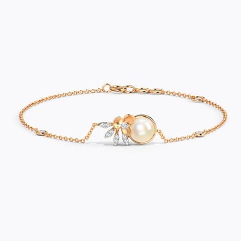 Periwinkle Pearl Diamond Bracelet Diamond,Gemstone Bracelets 14 Karat Rose Gold Periwinkle Pearl Diamond Bracelet