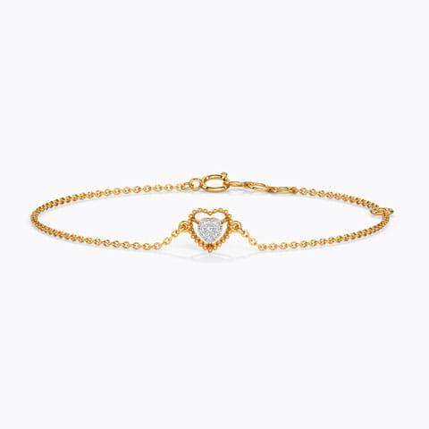 Classic Shining Heart Diamond Bracelet Diamond Bracelets 14 Karat Yellow Gold Classic Shining Heart Diamond Bracelet