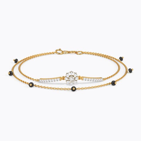 Maanvi Diamond Mangalsutra Bracelet Diamond Bracelets 14 Karat Yellow Gold Maanvi Diamond Mangalsutra Bracelet