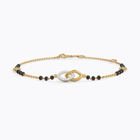 Amoli Diamond Mangalsutra Bracelet Diamond Bracelets 14 Karat Yellow Gold Amoli Diamond Mangalsutra Bracelet