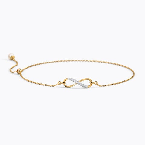 Infinity Adjustable Pearl Bracelet Diamond,Gemstone Bracelets 14 Karat Yellow Gold Infinity Adjustable Pearl Bracelet