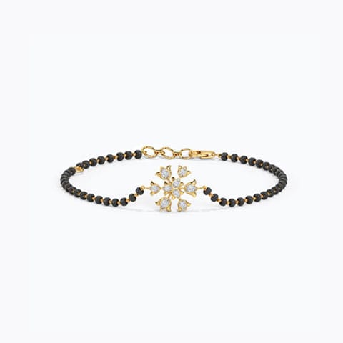 Astoria Tulip Diamond Mangalsutra Bracelet Diamond Bracelets 14 Karat Yellow Gold Astoria Tulip Diamond Mangalsutra Bracelet