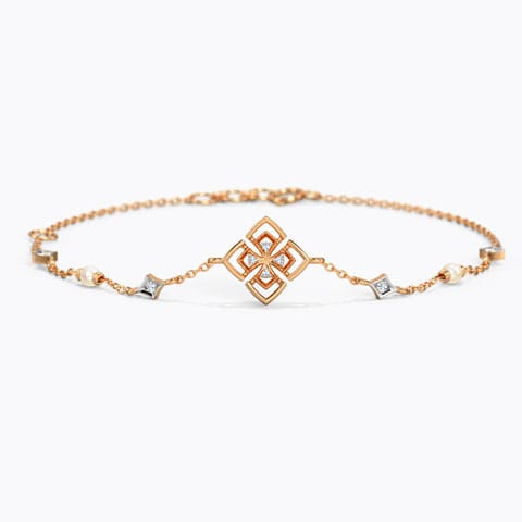 Alice Floral Pearl Bracelet Diamond,Gemstone Bracelets 14 Karat Rose Gold Alice Floral Pearl Bracelet