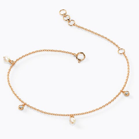 Ava Voguish Pearl Bracelet Diamond,Gemstone Bracelets 14 Karat Rose Gold Ava Voguish Pearl Bracelet