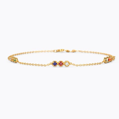 Farah Perfect Navratna Bracelet Diamond,Gemstone Bracelets 14 Karat Yellow Gold Farah Perfect Navratna Bracelet