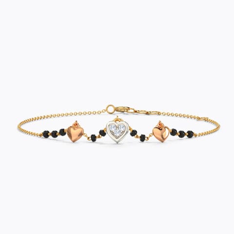 Scarlett Diamond Mangalsutra Bracelet Diamond Bracelets 14 Karat Three Tone Gold Scarlett Diamond Mangalsutra Bracelet