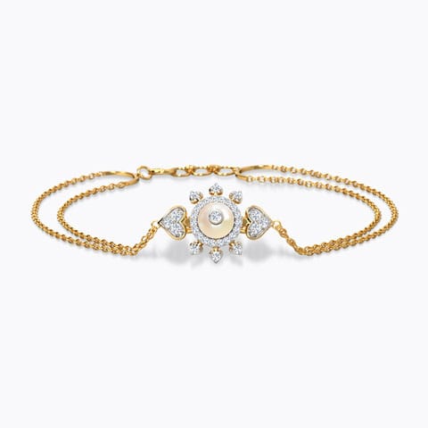 Mahnaz Pearl Chain Bracelet Diamond,Gemstone Bracelets 14 Karat Yellow Gold Mahnaz Pearl Chain Bracelet