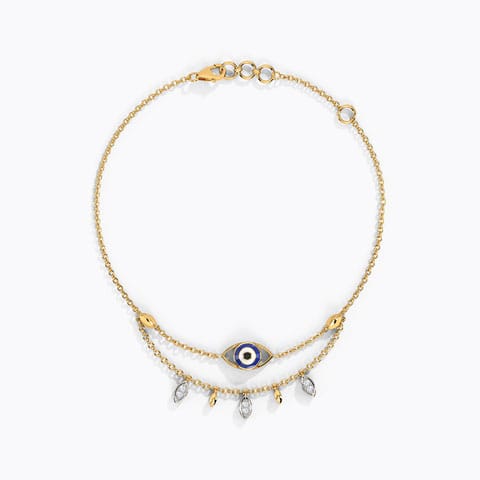Divine Evil Eye Diamond Bracelet Diamond Bracelets 14 Karat Yellow Gold Divine Evil Eye Diamond Bracelet
