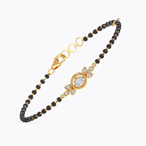 Jeslin Diamond Mangalsutra Bracelet Diamond Bracelets 14 Karat Yellow Gold Jeslin Diamond Mangalsutra Bracelet