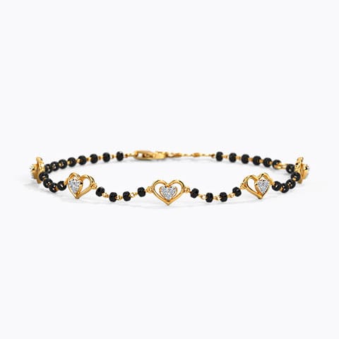 Yazhi Diamond Mangalsutra Bracelet Diamond Bracelets 14 Karat Yellow Gold Yazhi Diamond Mangalsutra Bracelet