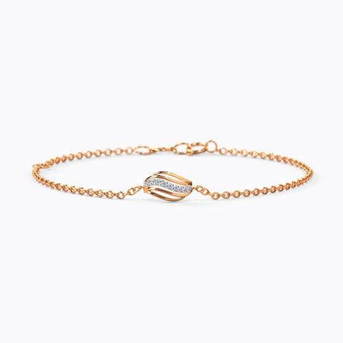 Linear Swash Diamond Chain Bracelet Diamond Bracelets 14 Karat Rose Gold Linear Swash Diamond Chain Bracelet