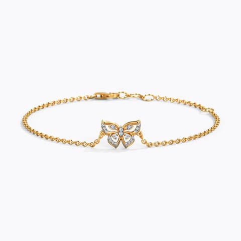 Fluttering Papillon Diamond Bracelet Diamond Bracelets 14 Karat Yellow Gold Fluttering Papillon Diamond Bracelet