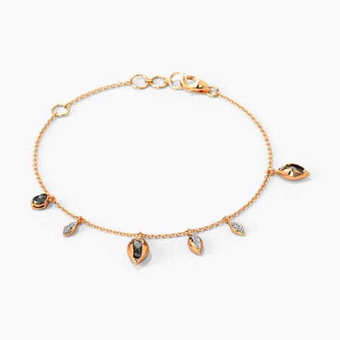 Hanging Buds Gemstone Chain Bracelet Diamond,Gemstone Bracelets 14 Karat Rose Gold Hanging Buds Gemstone Chain Bracelet