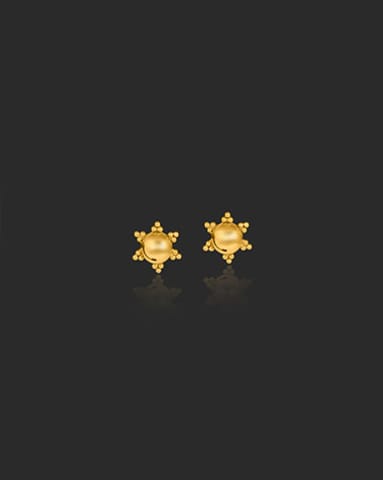 Veraya Beaded 22KT Gold Stud Earrings Gold Earrings 22 Karat Yellow Gold Veraya Beaded 22KT Gold Stud Earrings