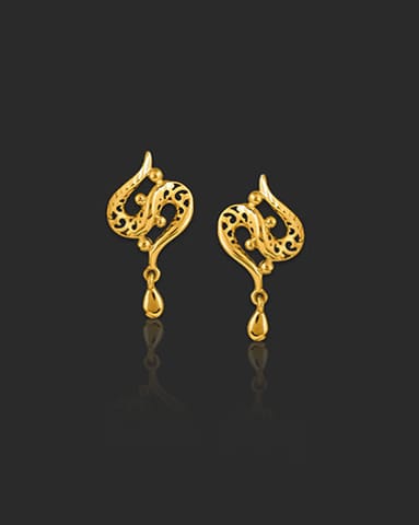 Chakrika 22KT Gold Drop Earrings Gold Earrings 22 Karat Yellow Gold Chakrika 22KT Gold Drop Earrings