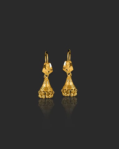 Manasvi 22KT Gold Drop Earrings Gold Earrings 22 Karat Yellow Gold Manasvi 22KT Gold Drop Earrings